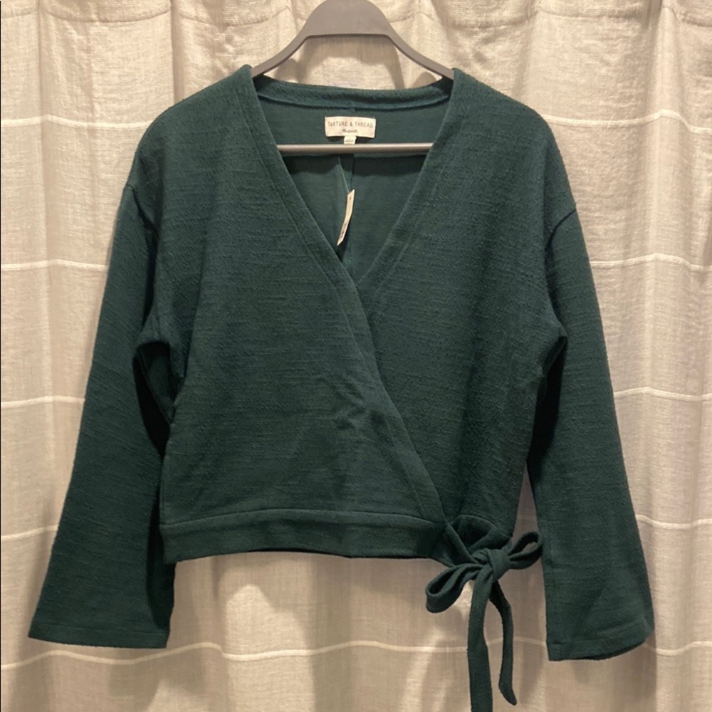 Madewell Dark Teal Green Wrap Sweater
